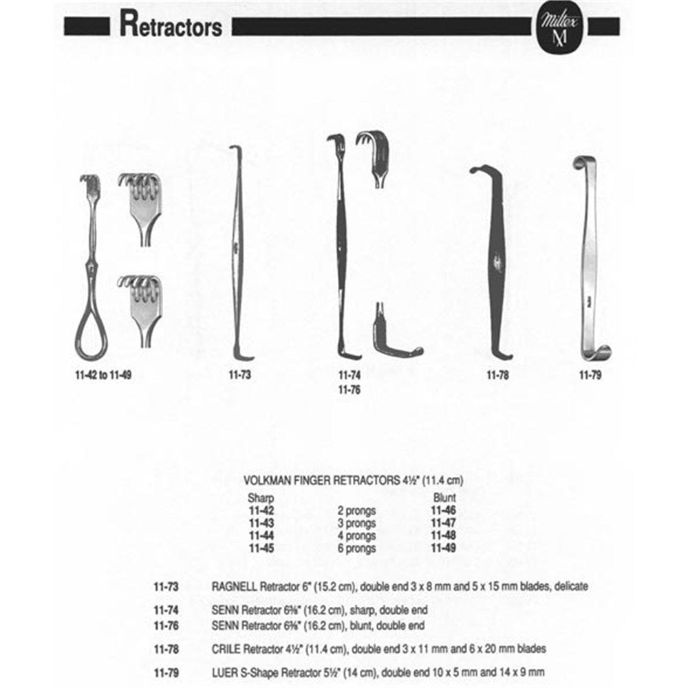 MILTEX RAGNELL Retractor, 6" (15.2 cm), double end 3 X 8 mm & 5 X 15 mm blades, delicate. MPN: 11-73 - Image 2