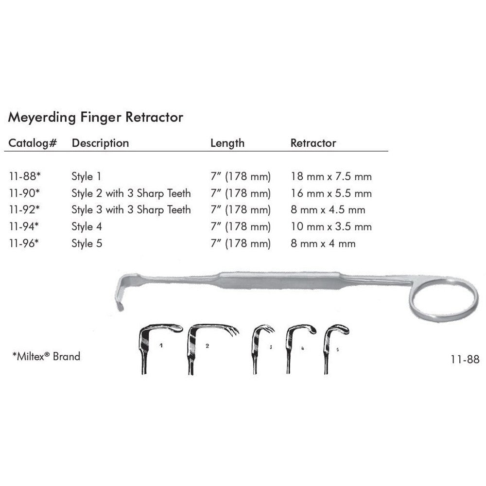 MILTEX MEYERDING Finger Retractor, 7" (17.8 cm), style B., blade 3/16" (.48 cm) X 5/8" (1.6 cm). MPN: 11-90 - Image 4