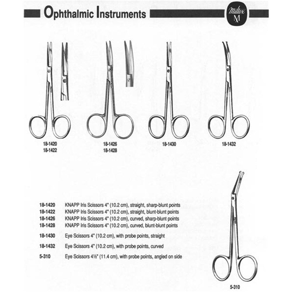 MILTEX KNAPP Iris Scissors, 4" (10.2 cm), straight, sharp/blunt points. MPN: 18-1420 - Image 3