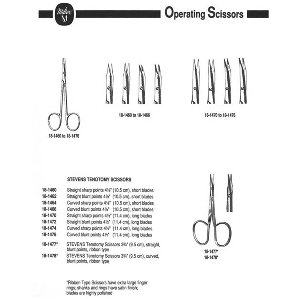 MILTEX STEVENS Tenotomy Scissors, 4-1/2" (115mm), Curved, Long Blades, Sharp Points. MPN: 18-1474 - Image 2