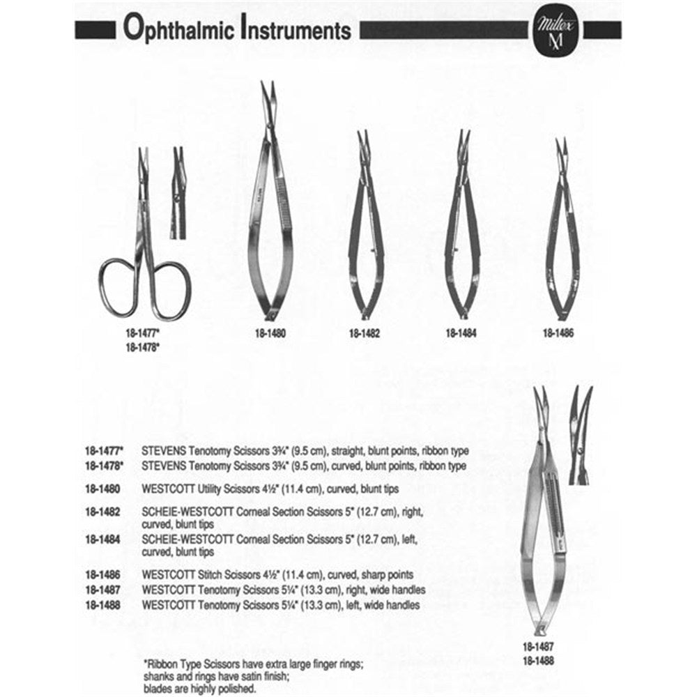 MILTEX WESTCOTT Tenotomy Scissors, 5-1/4" (133mm), Left, Curved. MPN: 18-1488 - Image 3