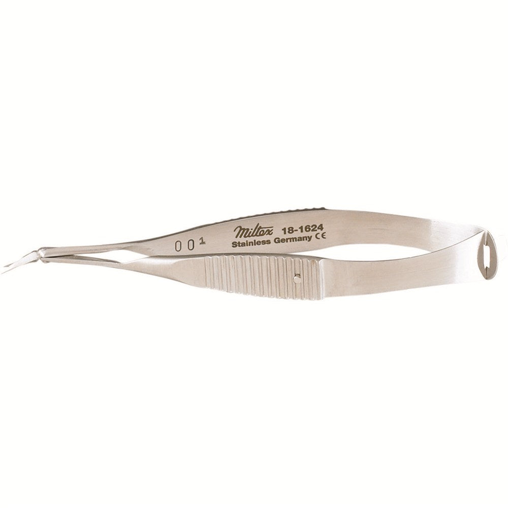 MILTEX VANNAS Scissors, 3-1/4" (8.3 cm), angled on flat, extra delicate sharp points. MPN: 18-1624