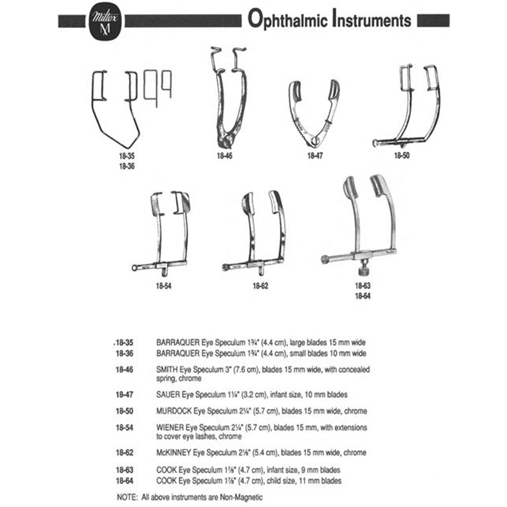 MILTEX COOK Eye Speculum, 1" (26mm) Spread, 11mm blades, with locking screw, Child Size. MPN: 18-64 - Image 2