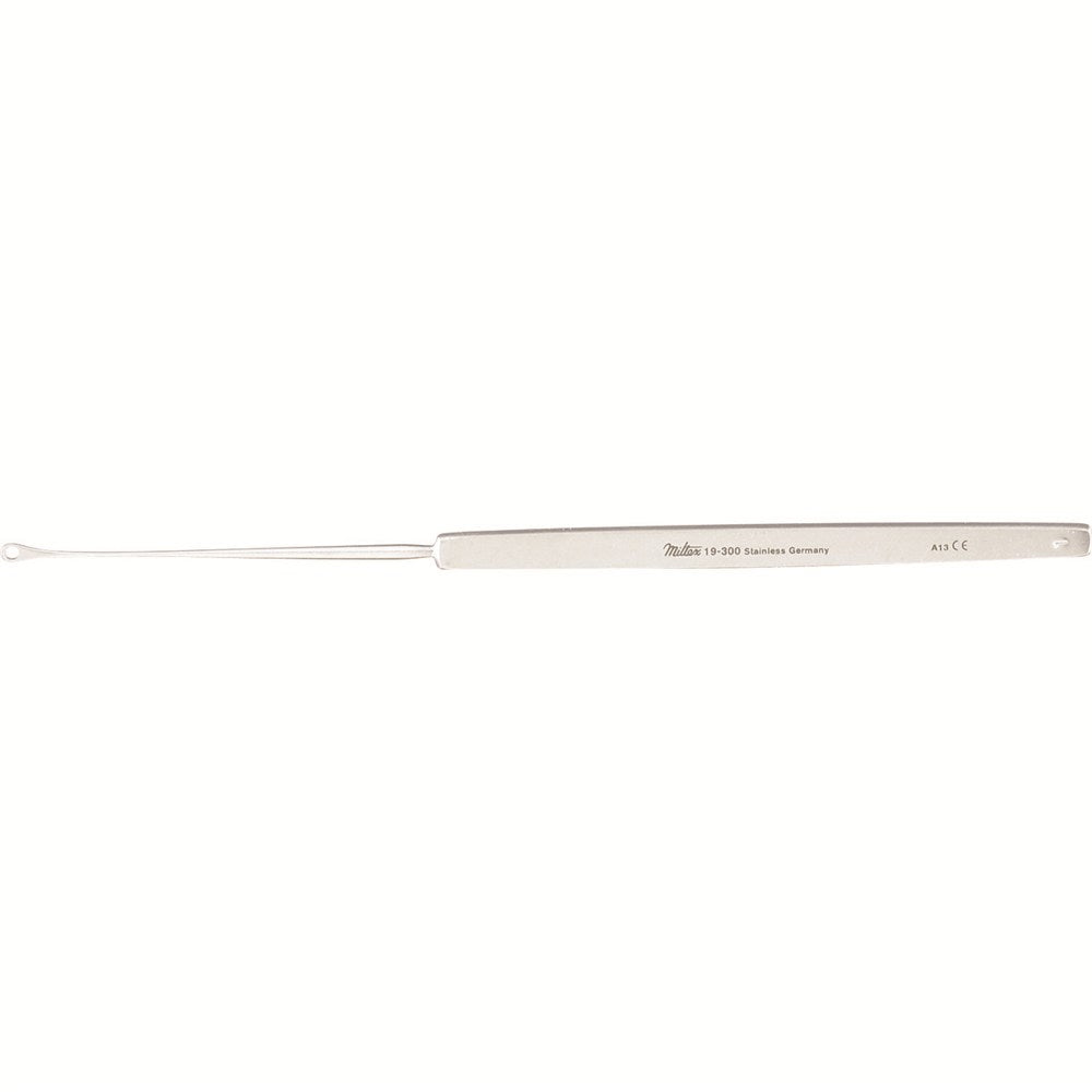 MILTEX SHAPLEIGH Ear Curette, 6" (15.2 cm), small size, serrated loop. MPN: 19-300