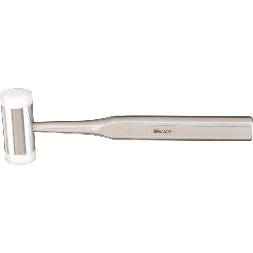 MILTEX Mallet, 7-1/2" (19.1 cm), lightweight 7.5 oz. (213 G), stainless head 1" (2.5 cm) diameter with 2 replaceable nylon cups. MPN: 19-793