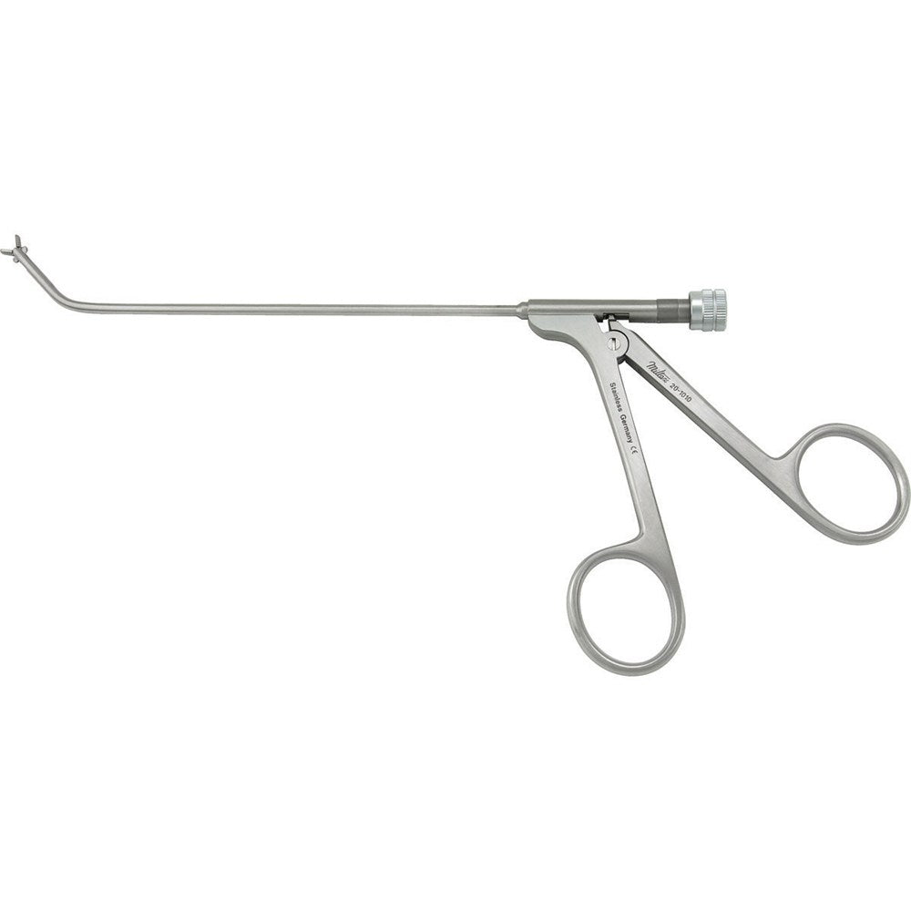 MILTEX Frontal Sinus Recess Giraffe Forceps, 5-1/2" shaft, 2 X 4 mm, 45 degrees vertical jaws, luer lock port/cleaning. MPN: 20-1010