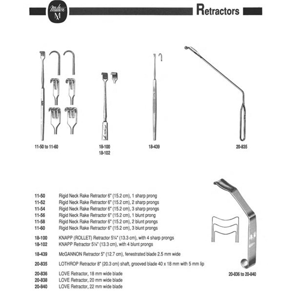 MILTEX LOTHROP Uvula Retractor, 8" (20.3 cm) shaft, grooved blade 40 X 18 mm, 5 mm deep lip. MPN: 20-835 - Image 2