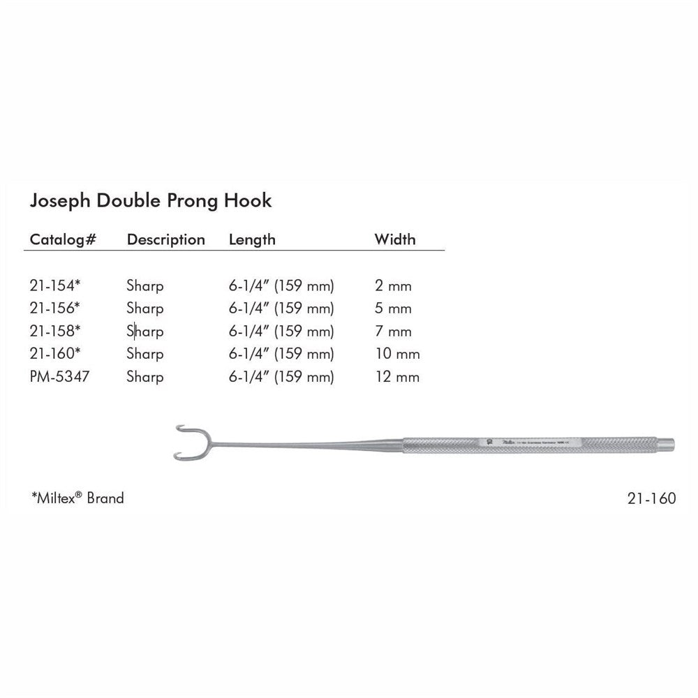 MILTEX JOSEPH Hook 6-1/4" (160mm), 2-Prong, Sharp, 10mm wide. MPN: 21-160 - Image 4