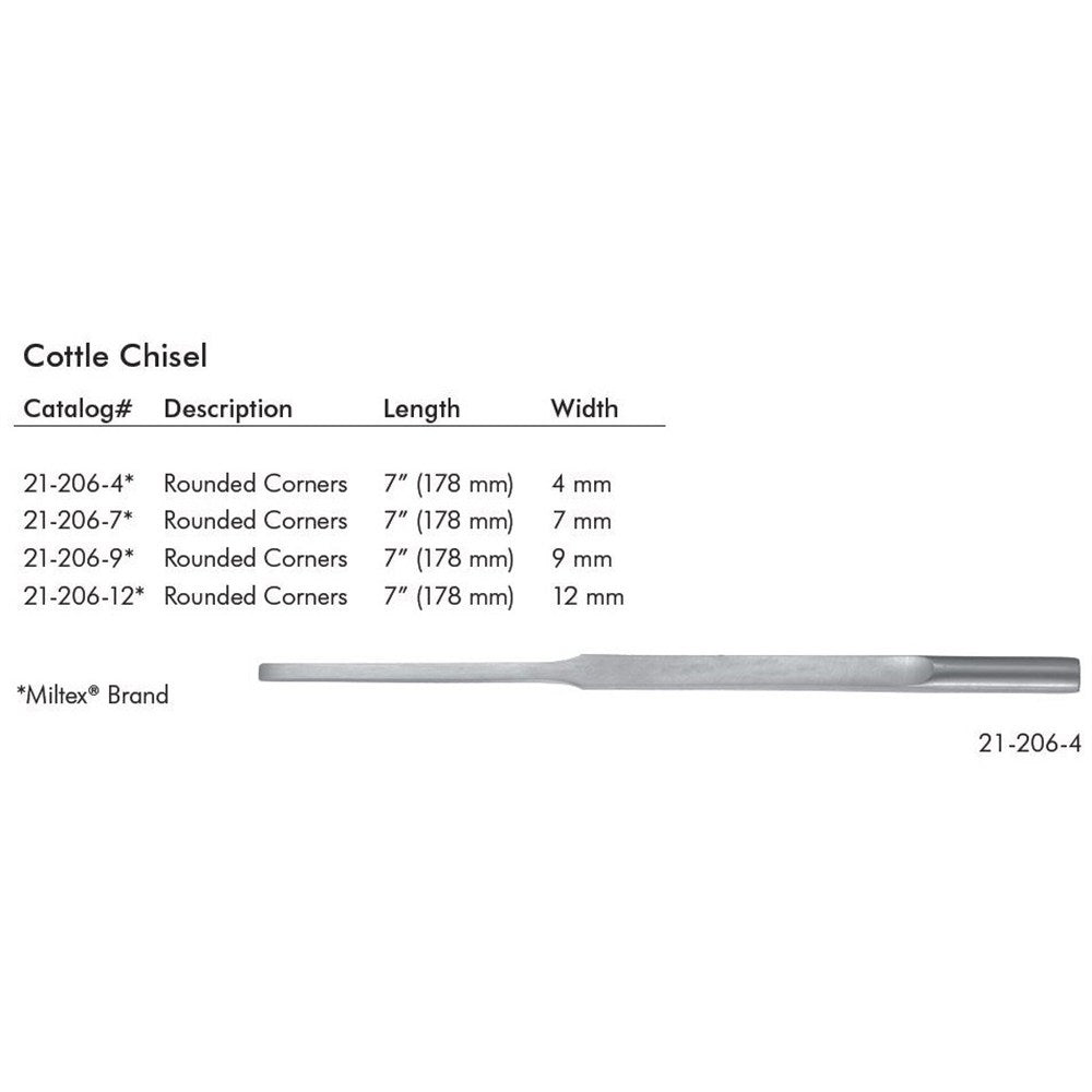 MILTEX COTTLE Osteotome, 7", 4mm wide. MPN: 21-206-4 - Image 3
