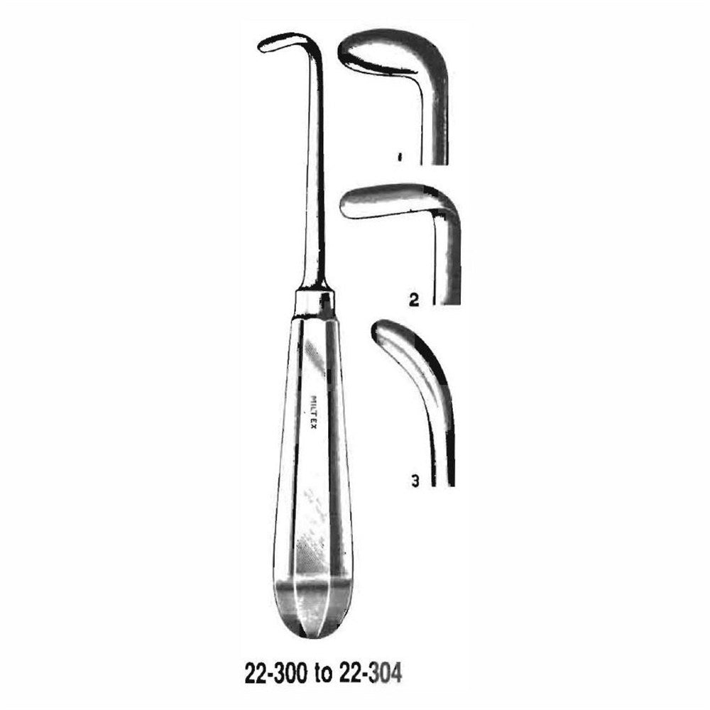MILTEX BLAIR Cleft Palate Elevator, 8" (20.3 cm), curved blade, blunt. MPN: 22-304
