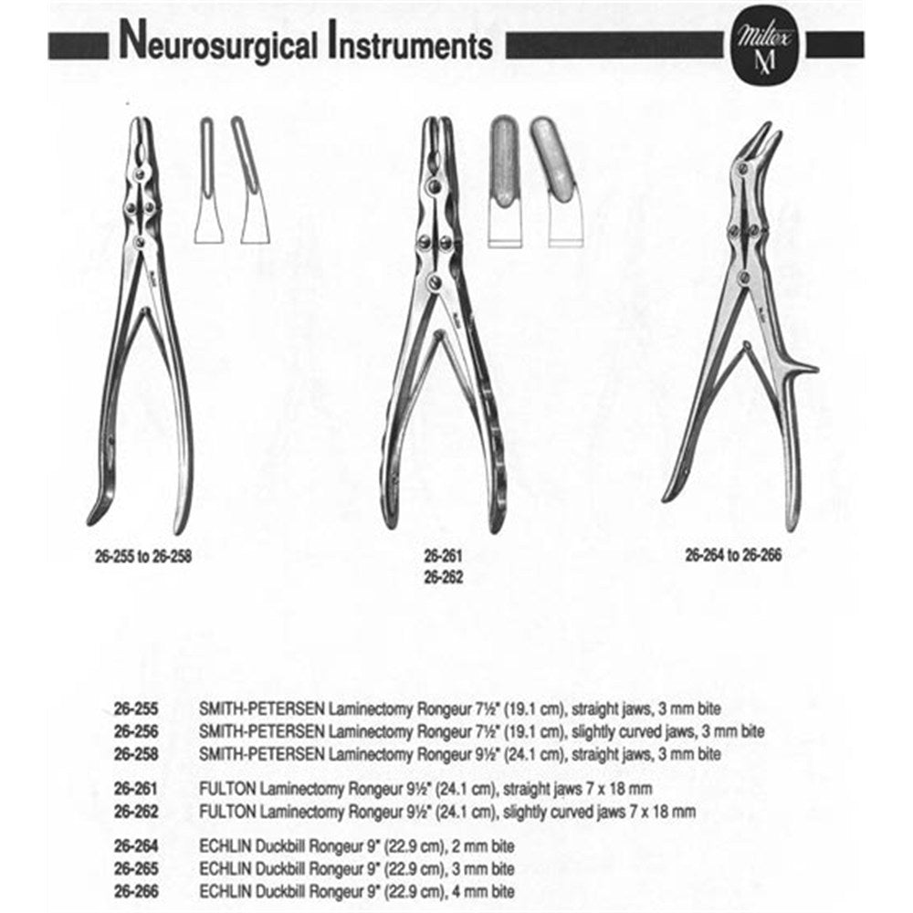 MILTEX SMITH-Petersen Laminectomy Rongeur, 7-1/2" (19.1 cm), slightly curved jaws, 3 mm bite. MPN: 26-256 - Image 2