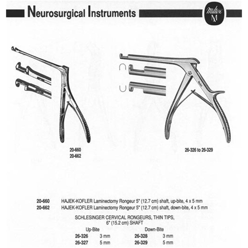 MILTEX SCHLESINGER Cervical Rongeur, thin tips, 6" (15.2 cm) shaft, up-bite, 3 mm. MPN: 26-326 - Image 2