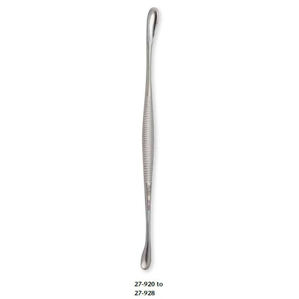 MILTEX VOLKMAN Double Ended Curette, 5" (12.7 cm) long, oval cup 6 X 10 mm & round cup 10 mm diameter. MPN: 27-924