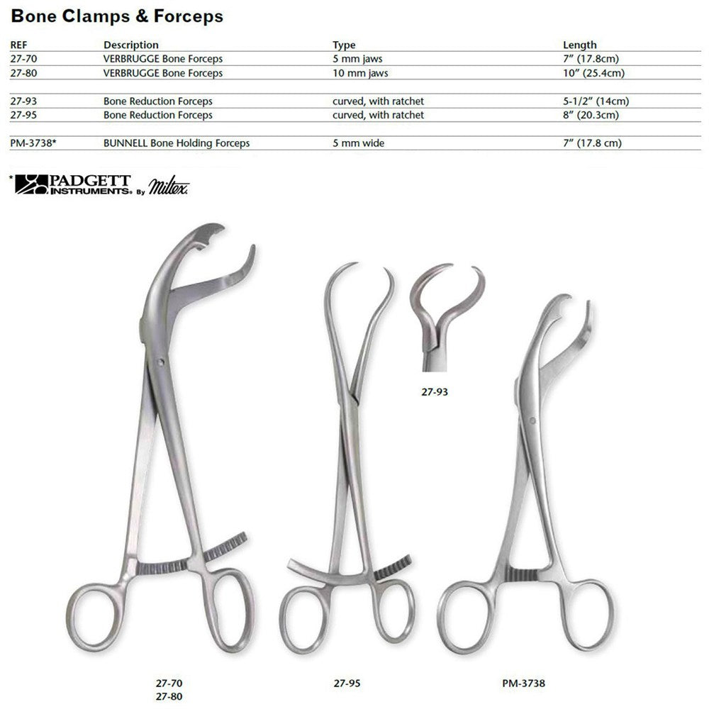 MILTEX Bone Reduction Forceps , 5-7/8" (150mm), Curved, With Ratchet, Pointed Tips. MPN: 27-93 - Image 2