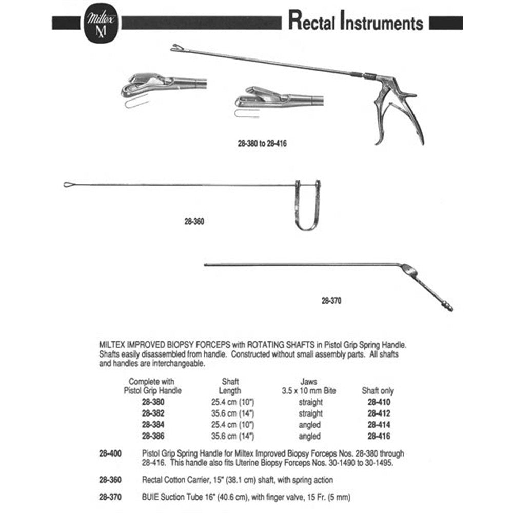 MILTEX Pistol Grip Spring Handle for Rectal Biopsy Forceps. Also fits Uterine Biopsy Forceps 30-1490 to 30-1495. MPN: 28-400 - Image 2