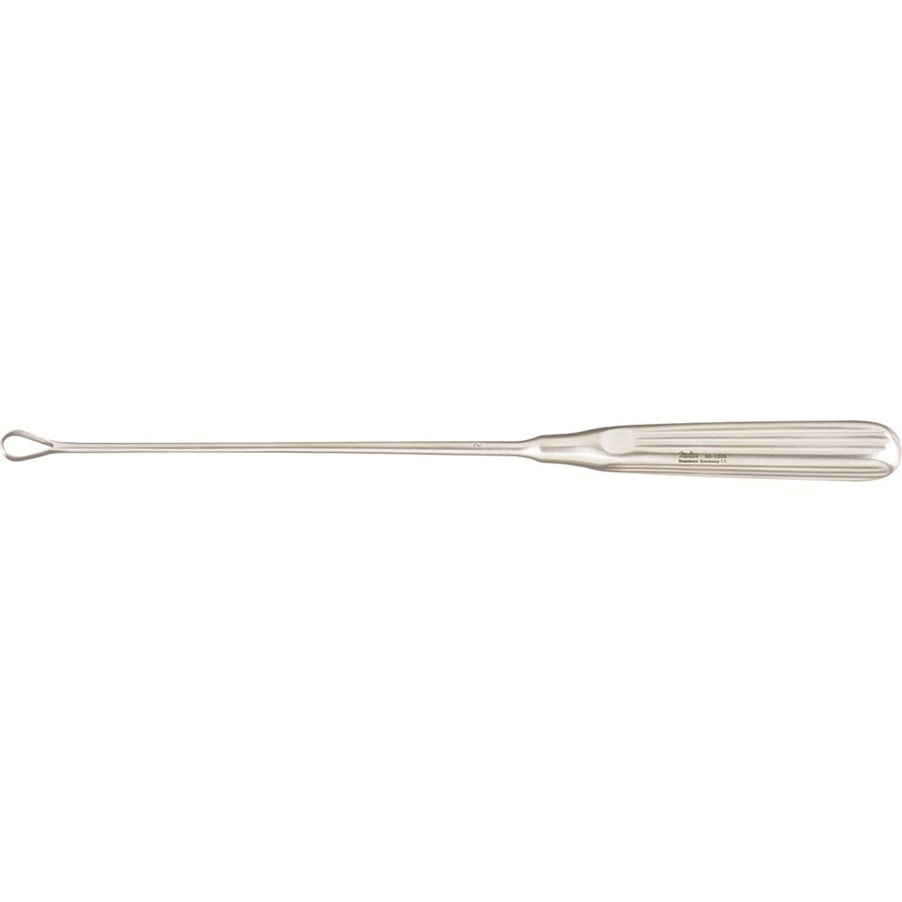 MILTEX SIMS Uterine Curette, 11" (27.9 cm), sharp blades on malleable shank, size 2. MPN: 30-1205-2