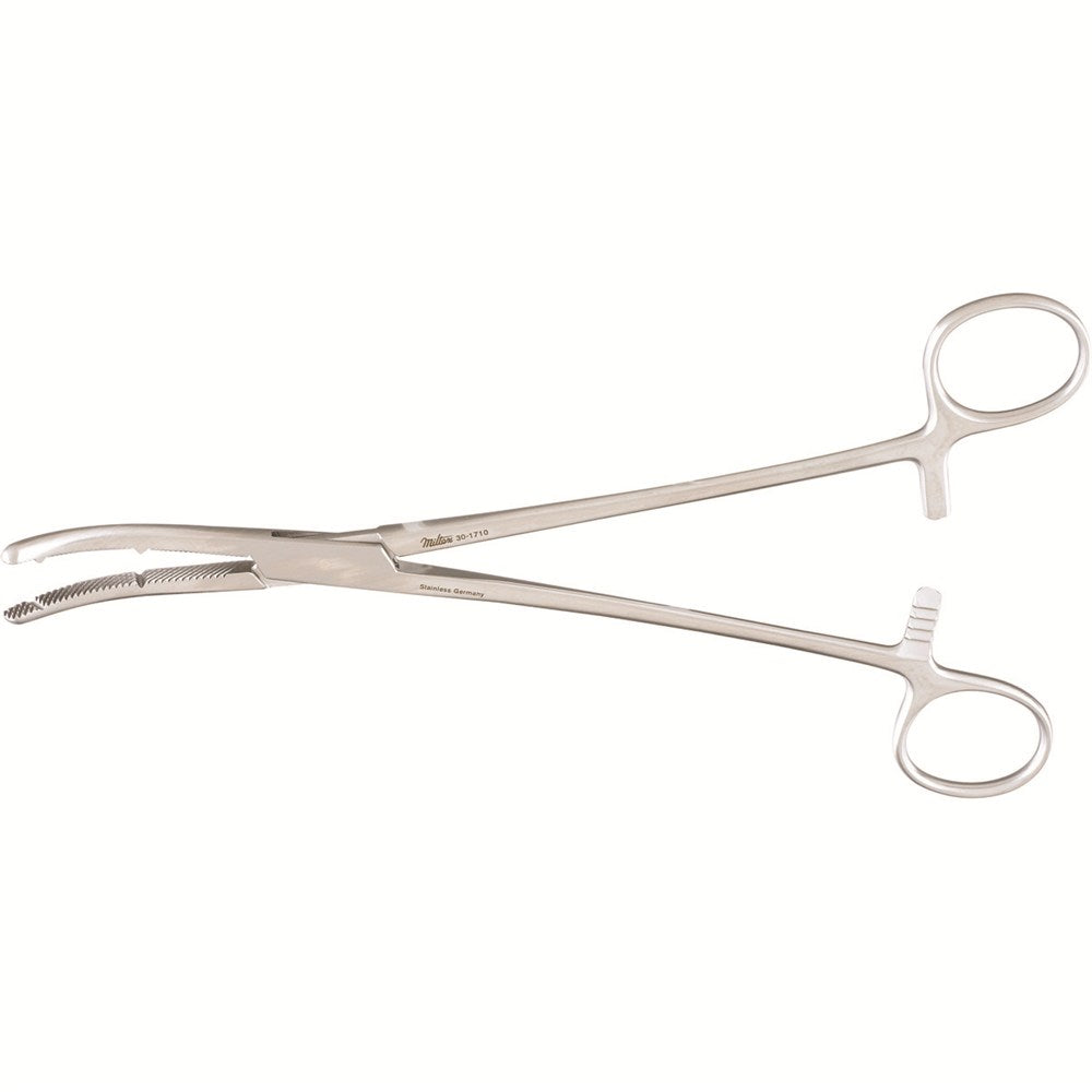 MILTEX HEANEY Hysterectomy Forceps, 8-1/4" (21 cm), heavy pattern, double tooth, curved. MPN: 30-1710