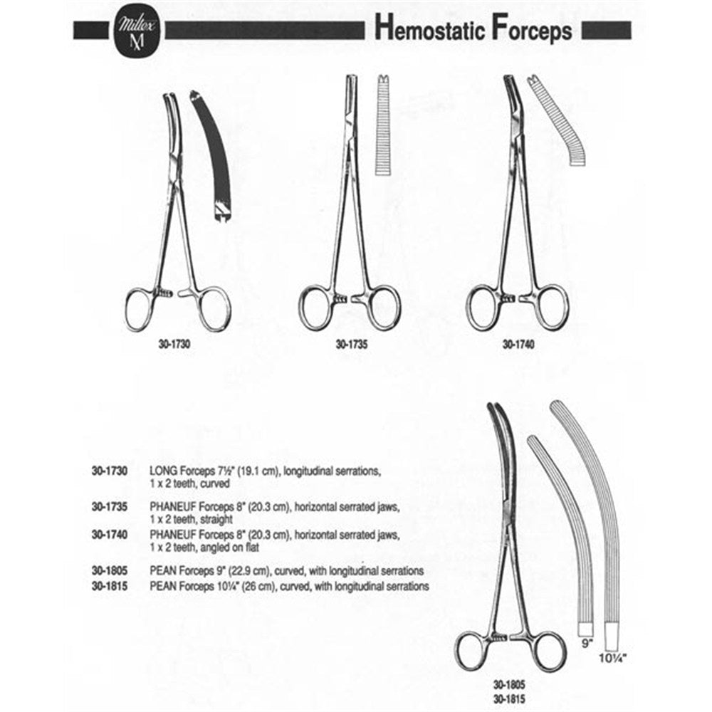 MILTEX LONG Hysterectomy Forceps, 7-1/2" (19.1 cm), longitudinal serrations, 1 X 2 teeth, curved. MPN: 30-1730 - Image 2
