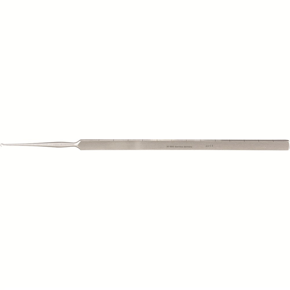MILTEX Uterine Tenaculum Hook, 8" (20.3 cm), extra delicate pointed hook, handle graduated in centimeters. MPN: 30-950