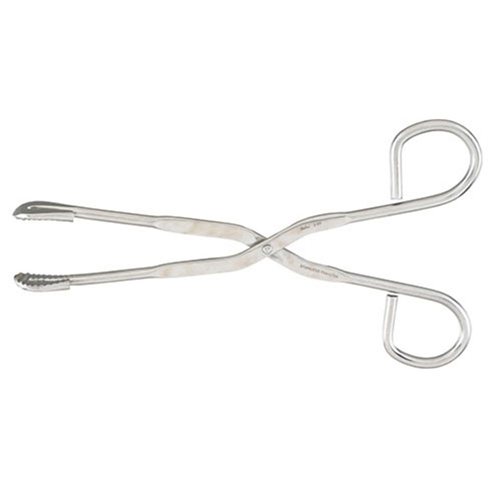 MILTEX Utility-Sterilizer Forceps, 8" (203mm), Straight, Serrated Jaws, Ring Handles. MPN: 3-20