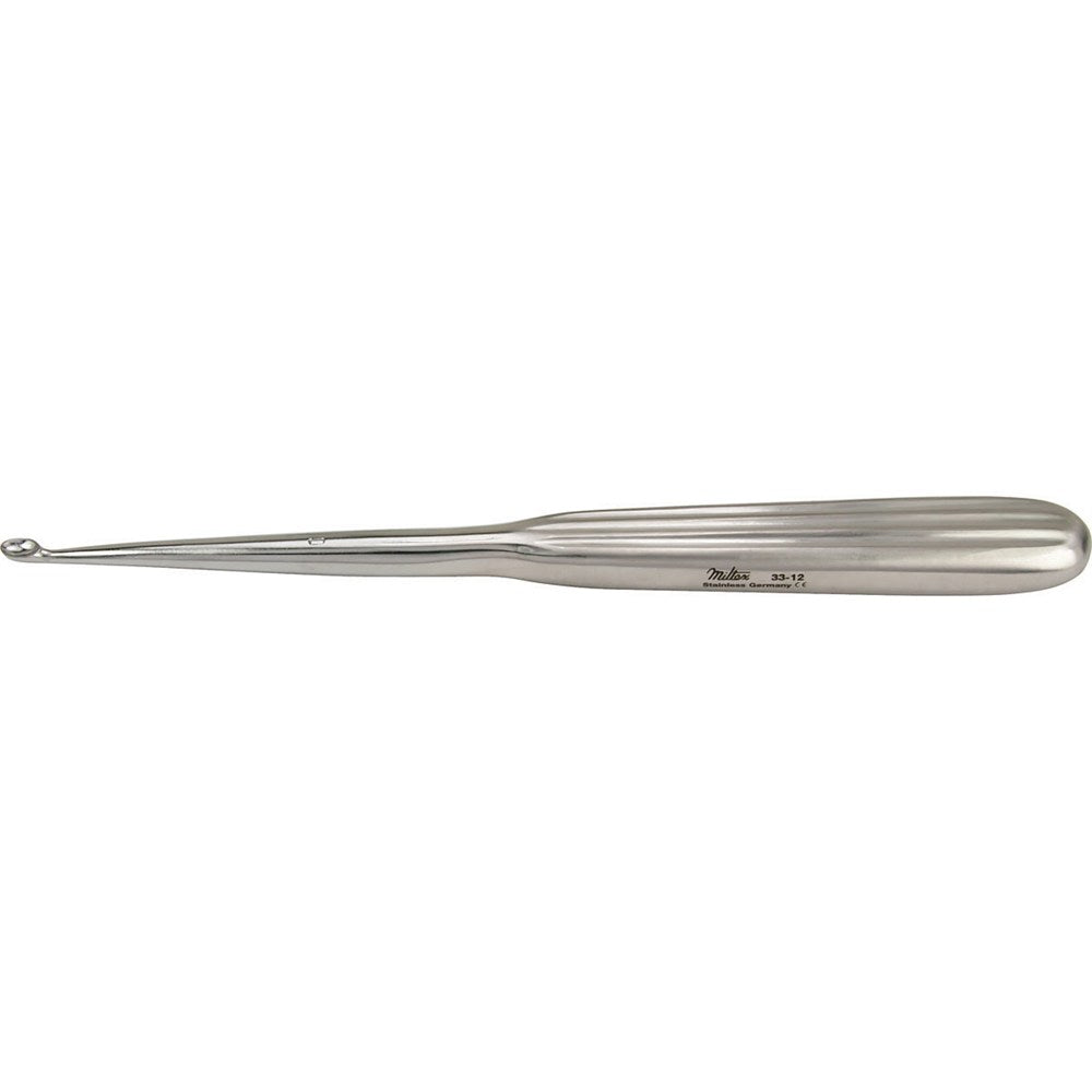 MILTEX Dermal Curette, 6-1/4" (160mm), oval spoon, size 0: 3.6mm x 5.6mm. MPN: 33-12