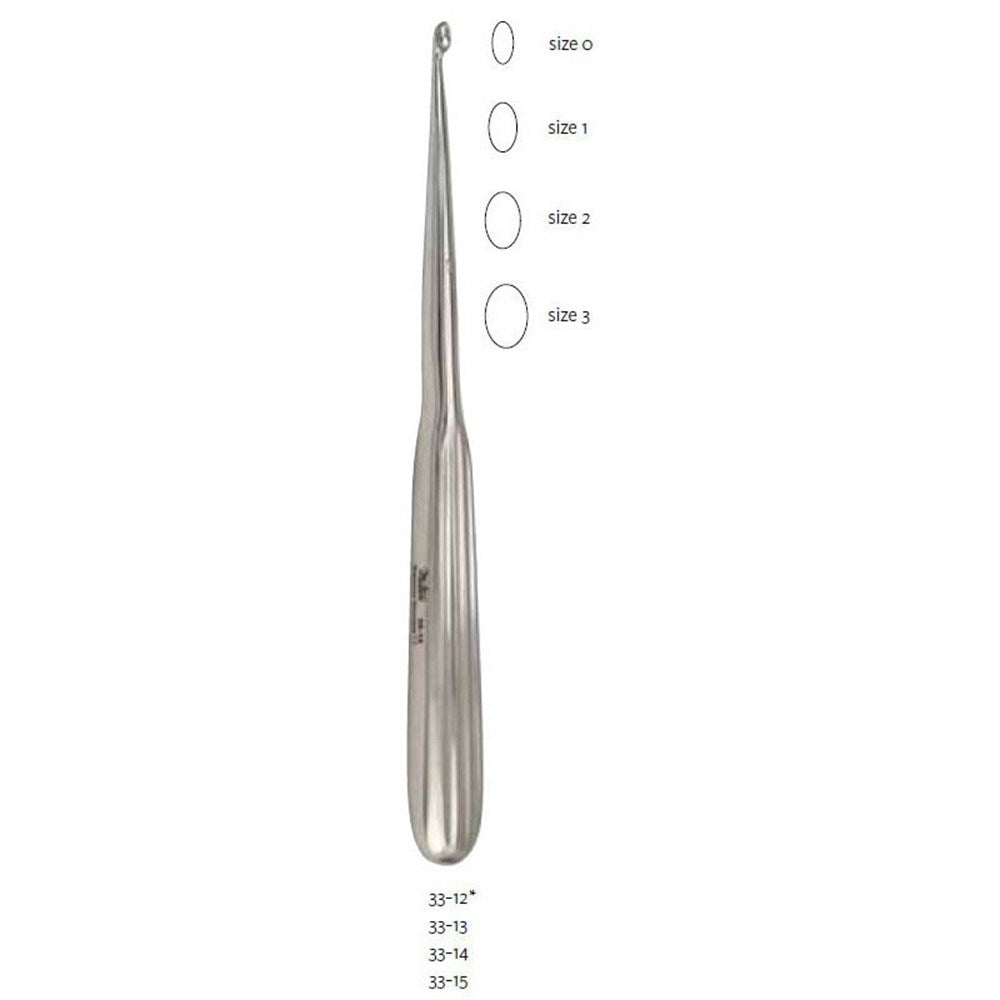 MILTEX Dermal Curette, 6-1/4" (160mm), oval spoon, size 0: 3.6mm x 5.6mm. MPN: 33-12 - Image 3
