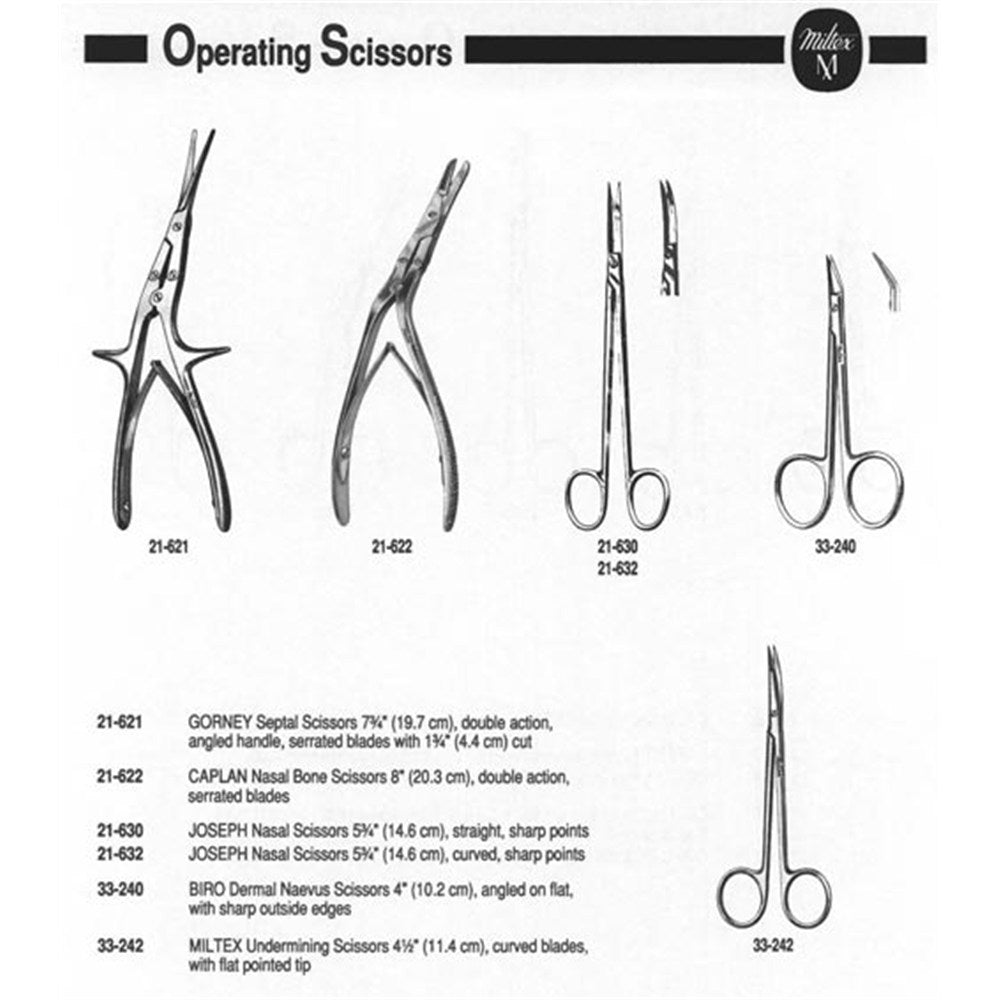 MILTEX BIRO Dermal Naevus Scissors, 4" (103mm), Angled Blades with Sharp Outside Edges. MPN: 33-240 - Image 2