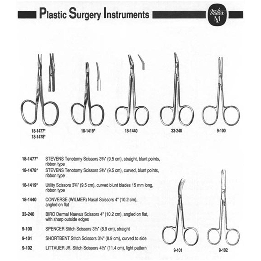 MILTEX BIRO Dermal Naevus Scissors, 4" (103mm), Angled Blades with Sharp Outside Edges. MPN: 33-240 - Image 3