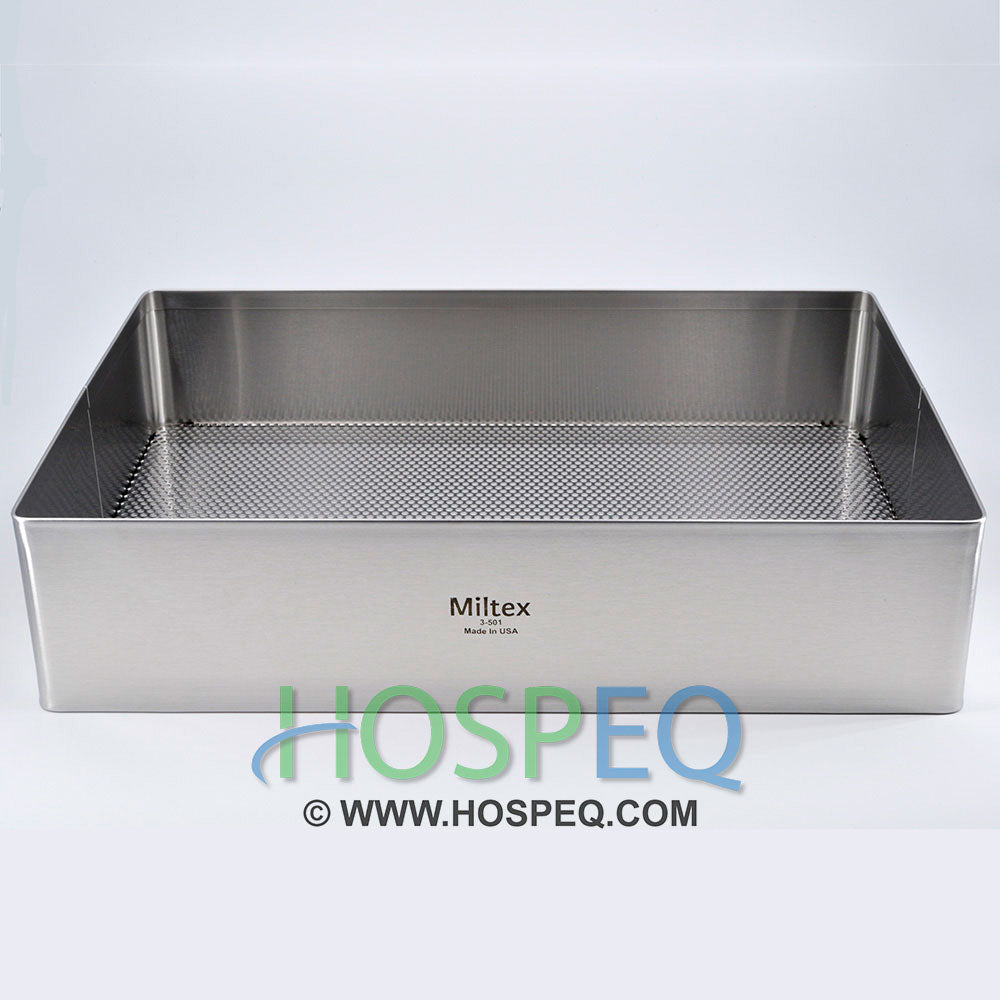 MILTEX Instrument Sterilizing Tray, 10" X 6-1/2" X 2-1/2" (25.4 X 16.5 X 6.4 cm). MPN: 3-499