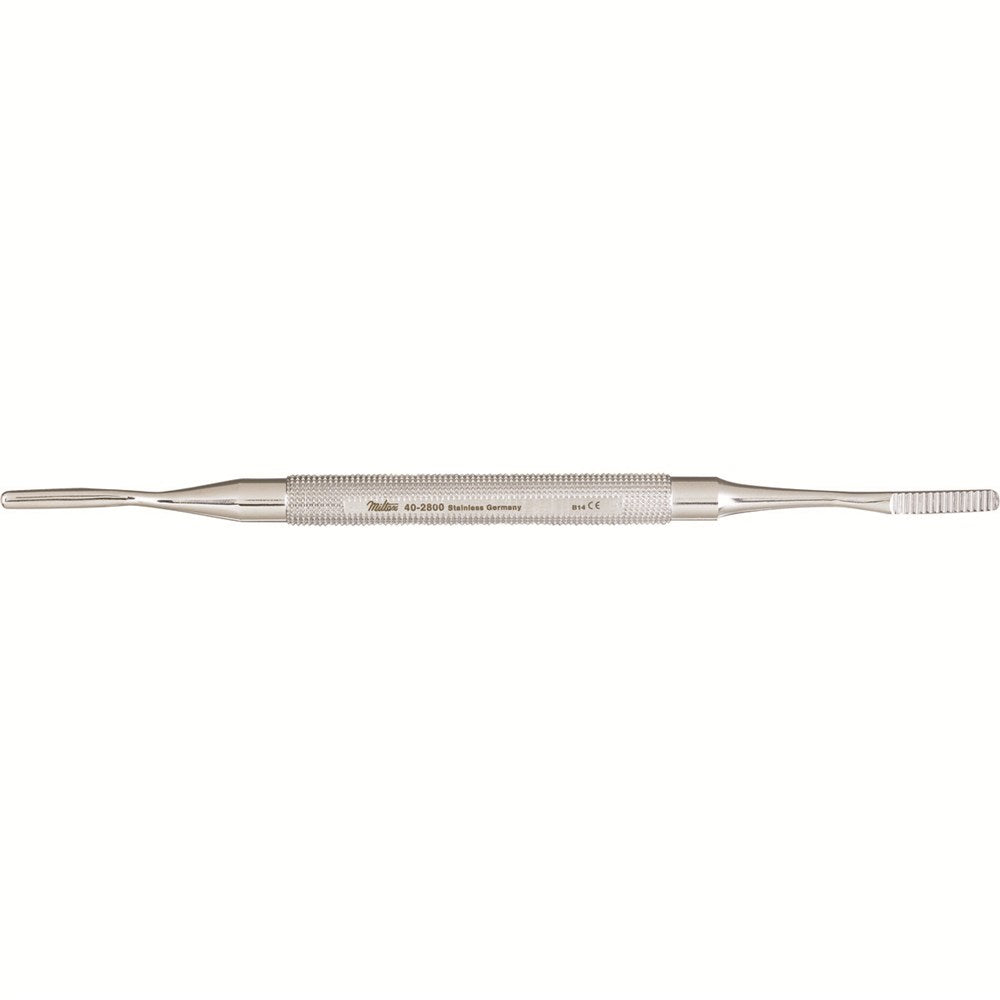 MILTEX Bone File, Reverse Cutting, Double-Ended, POLOKOFF narrow pattern, standard serrations, Length= 7-1/4" (184 mm). MPN: 40-2800