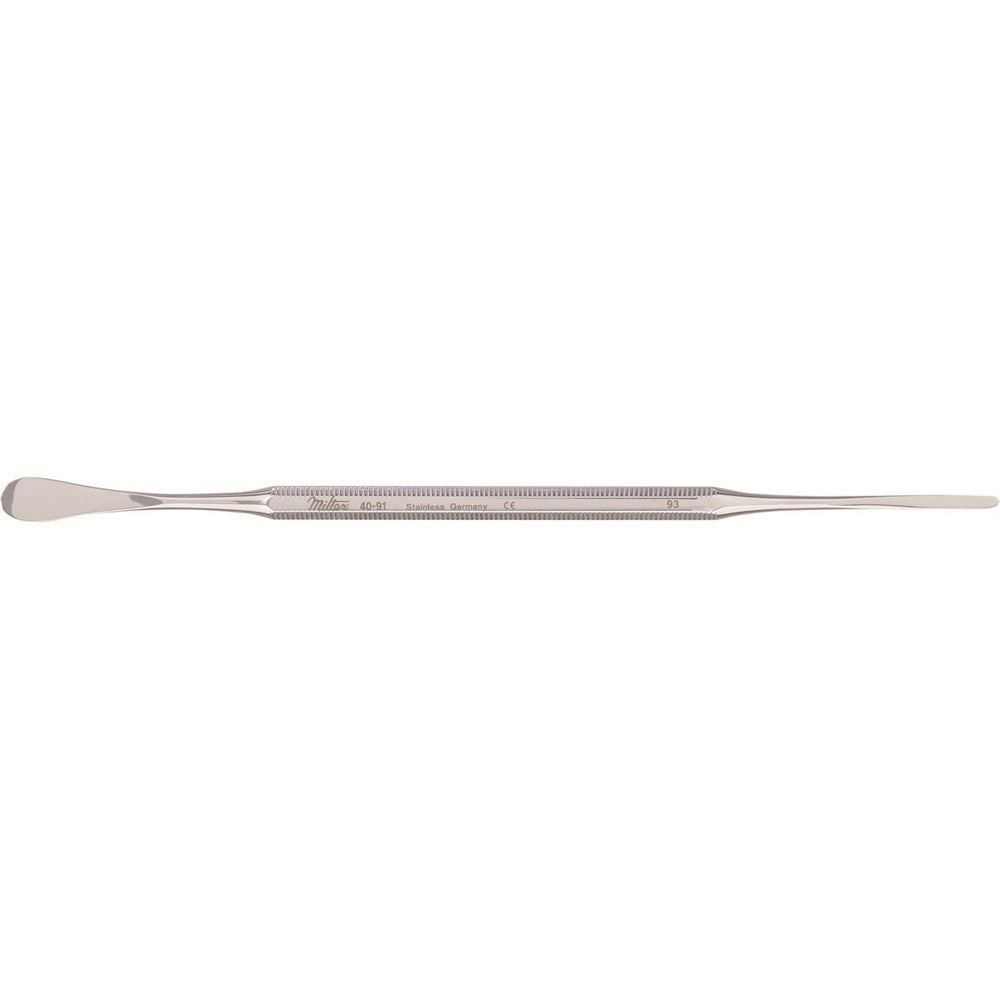 MILTEX Spatula & Packer, 5-7/8" (150mm), double-ended, 7.5mm wide oval spatula and 2mm wide packer. MPN: 40-91