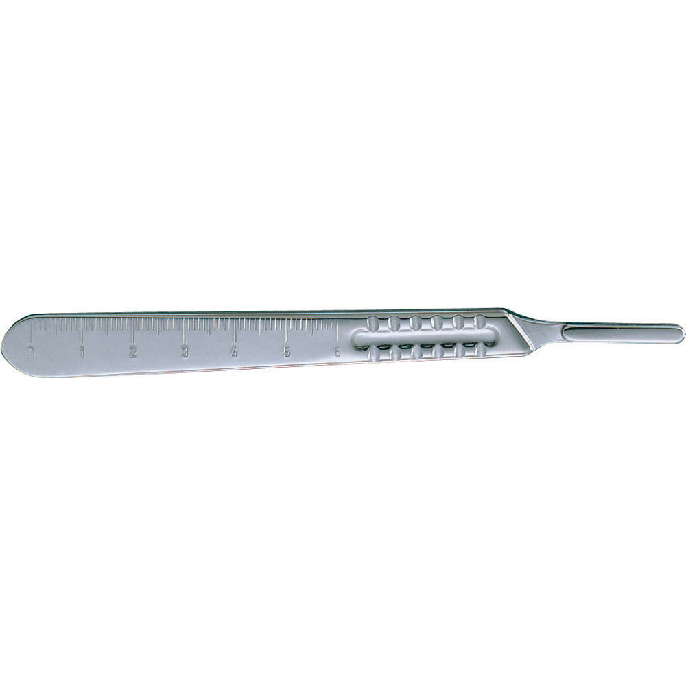 MILTEX no. 4 Scalpel Handle, 5-1/4" (135mm), Fits Blade Sizes 20, 21, 22, 23 & 25, mm and cm Graduations. MPN: 4-8