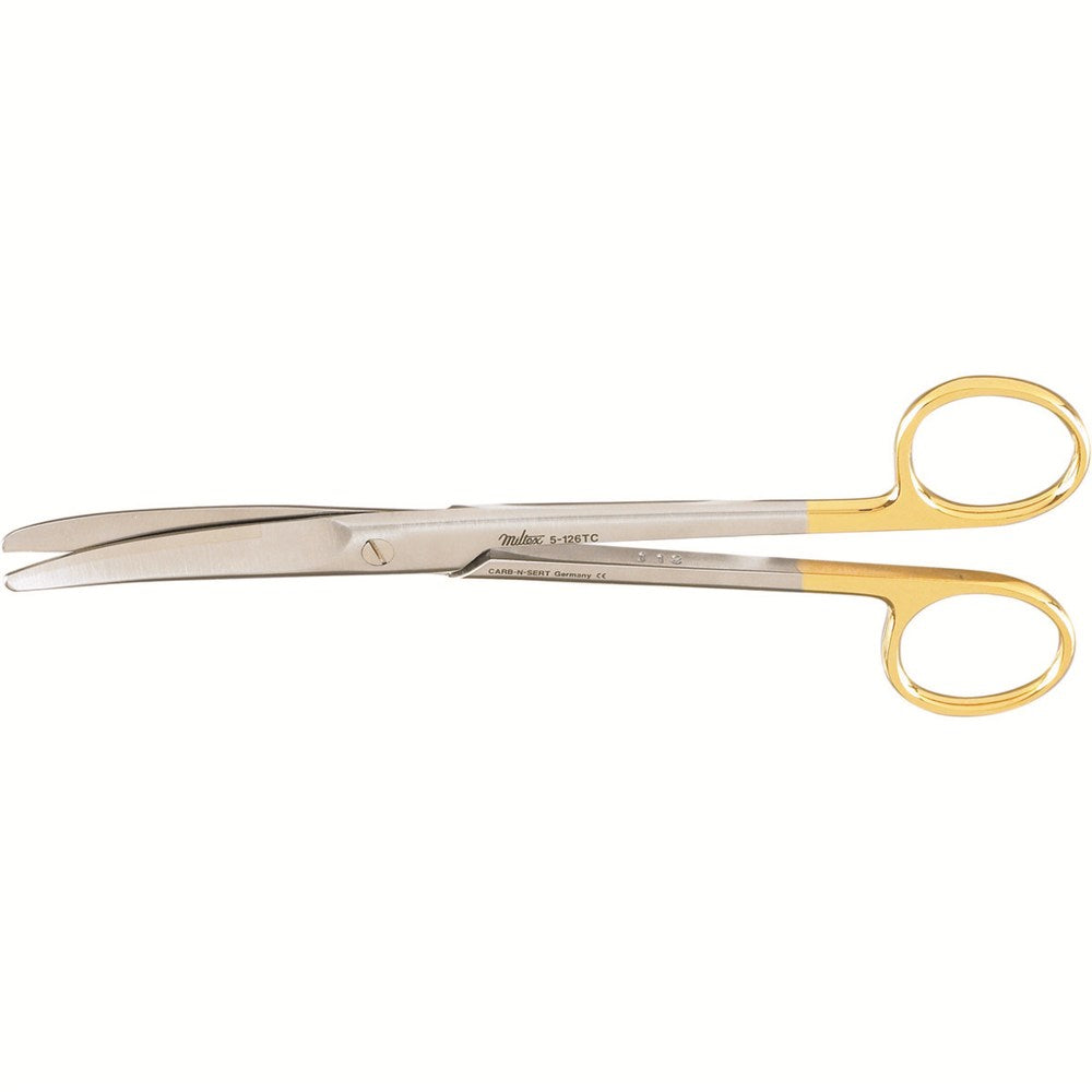 MILTEX MAYO Dissecting Scissors, 6-3/4" (172mm), Curved, Standard Beveled Blades, Carb-N-Sert. MPN: 5-126TC