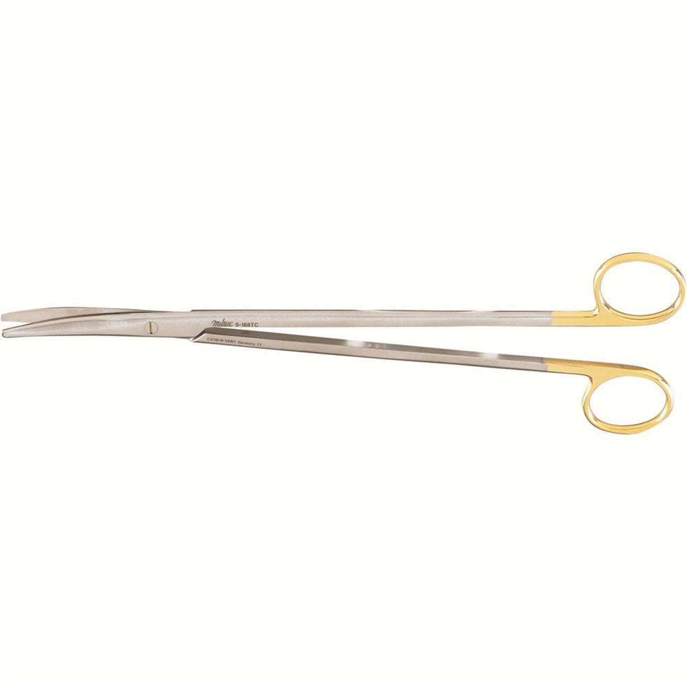 MILTEX Standard Pattern METZENBAUM-NELSON Scissors, 9-1/4" (232mm), Tungsten Carbide, curved, blunt points. MPN: 5-188TC