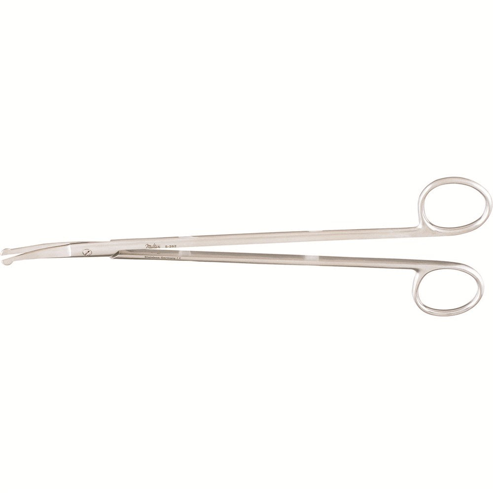 MILTEX STRULLY Dissecting Scissors, 7-3/4" (200mm), slightly curved blades with probe tips. MPN: 5-262