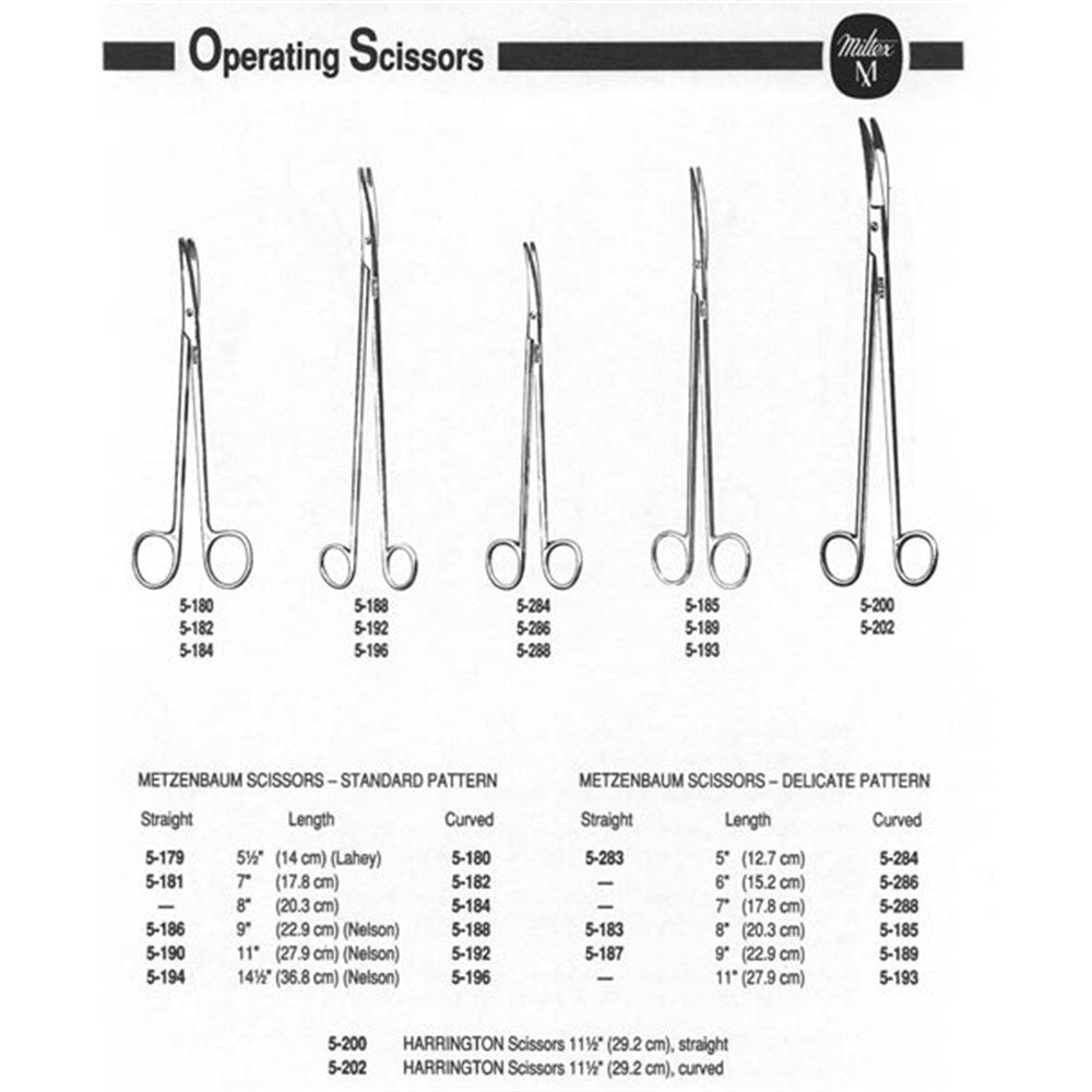 MILTEX Delicate Pattern METZENBAUM Scissors, 7" (180mm), Curved, Blunt. MPN: 5-288 - Image 2
