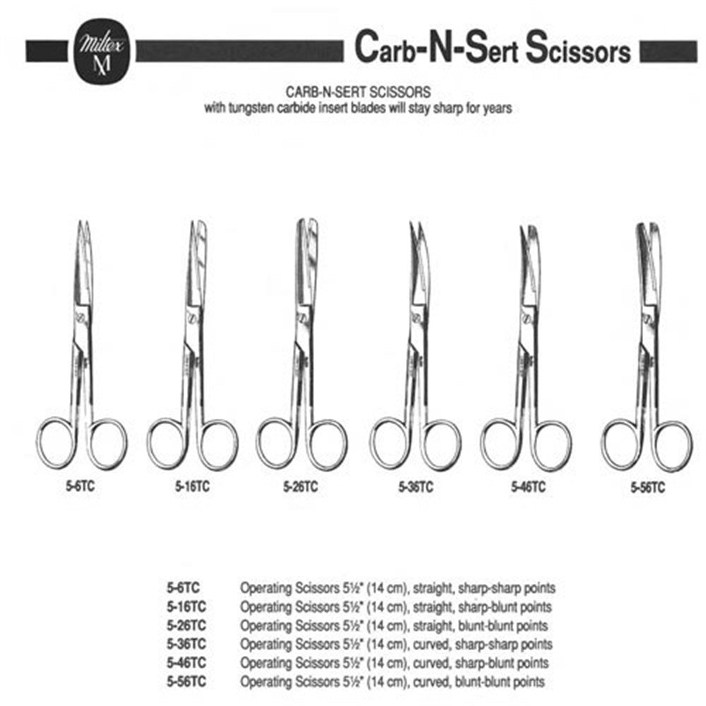 MILTEX Operating Scissors, 5-3/4" (145mm), tungsten carbide, Standard Pattern, curved, sharp-sharp points. MPN: 5-36TC - Image 2