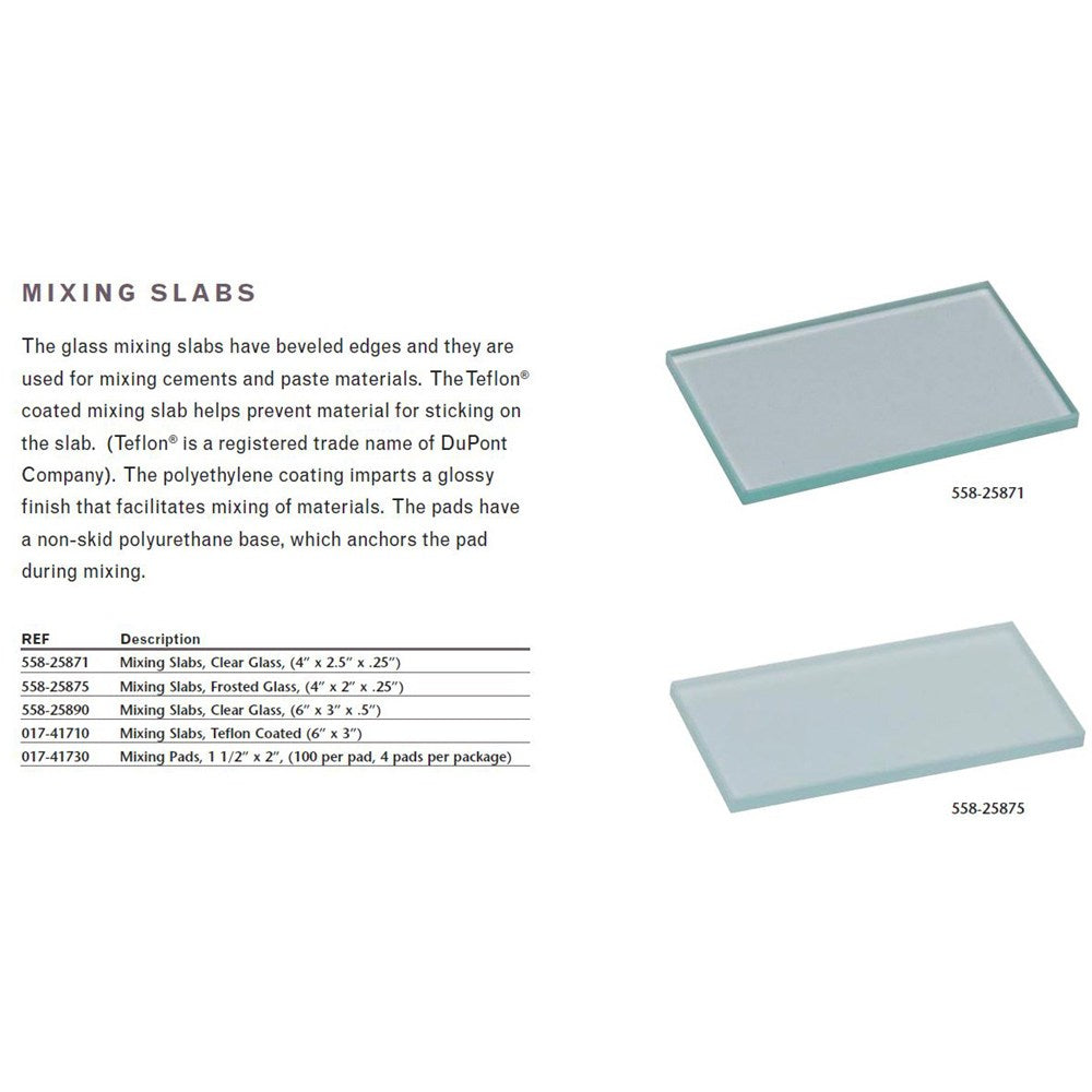 MILTEX Dental Mixing Slabs, Clear Glass, (4" x 2.5" x .25"). MPN: 558-25871 - Image 2