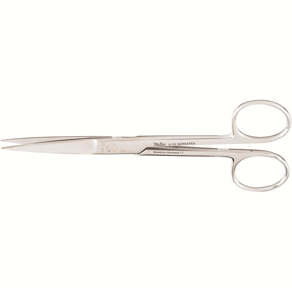 MILTEX Standard Pattern Serratex Operating Scissors, straight, 5-1/2", one serrated edge, sharp-sharp points. MPN: 5-70