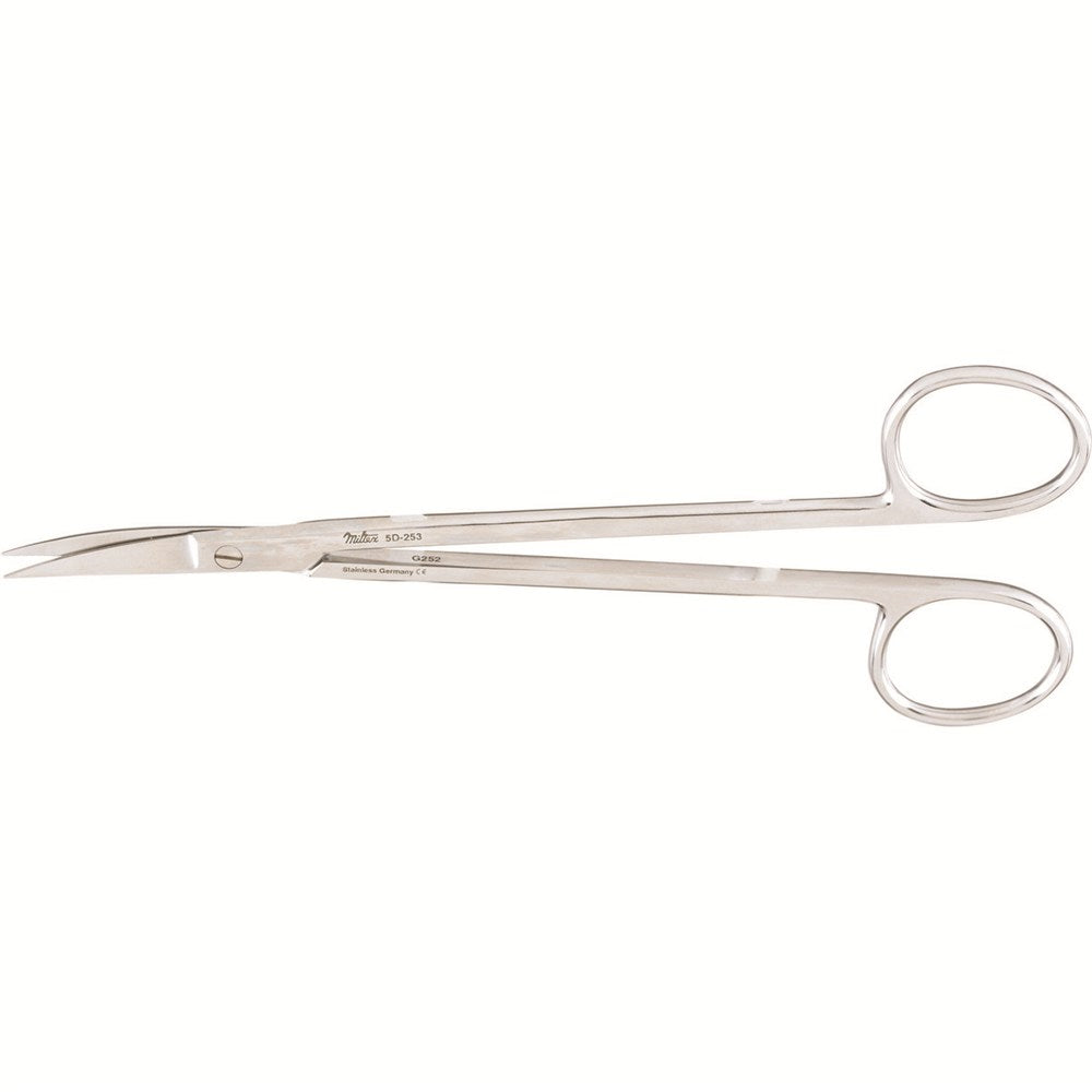 MILTEX KELLY Scissors, 6-1/4" (160mm), sharp points, curved, one serrated blade. MPN: 5D-253