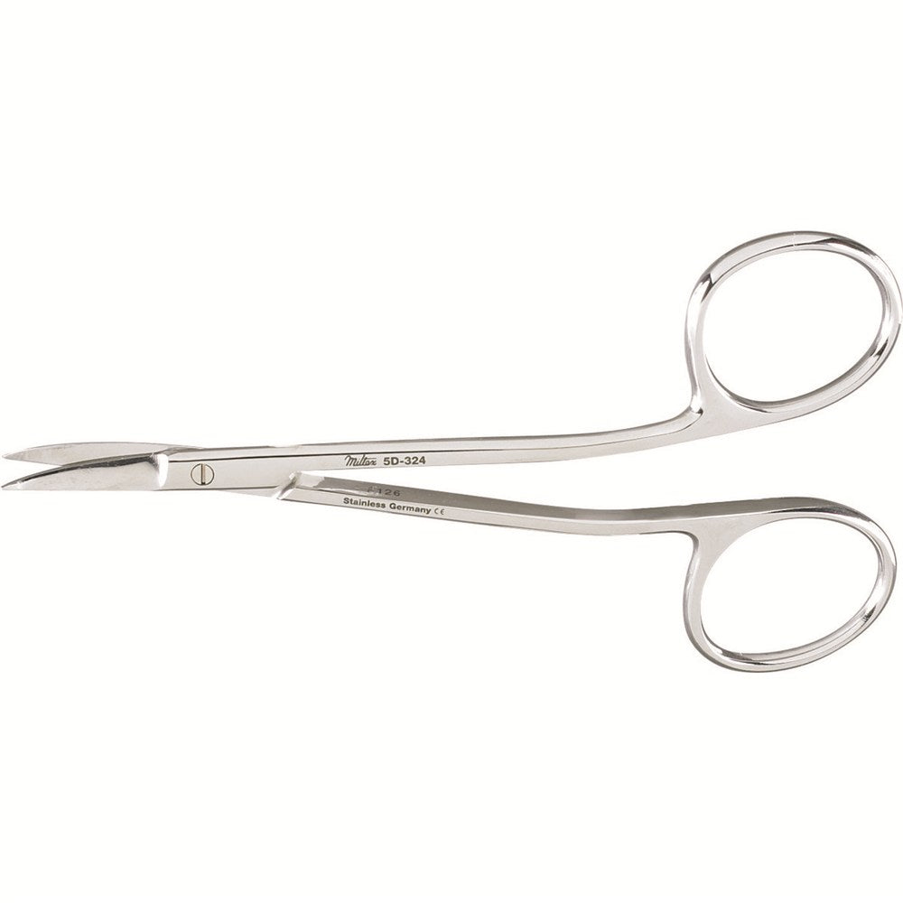 MILTEX LA GRANGE Scissors, 4-1/4" (108mm), Curved, One Serrated Blade, Angled Shanks. MPN: 5D-324