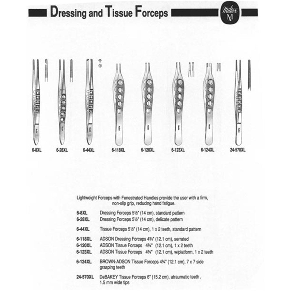 MILTEX ADSON Dressing Forceps, 4-3/4" (119.5mm), fenestrated handles. MPN: 6-118XL - Image 2