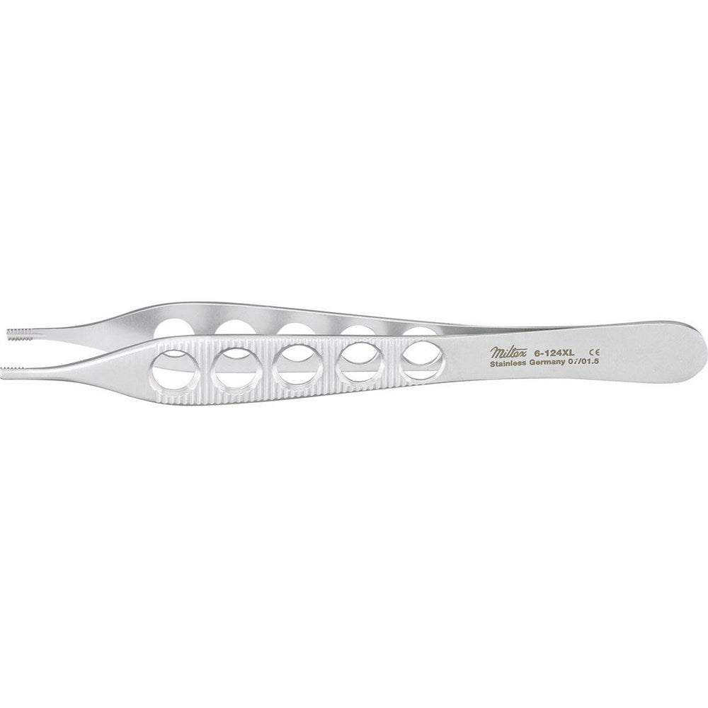 MILTEX BROWN-ADSON Tissue Forceps, 4-7/8" (123mm), 7 x 7 side grasping teeth, lightweight fenestrated handles. MPN: 6-124XL