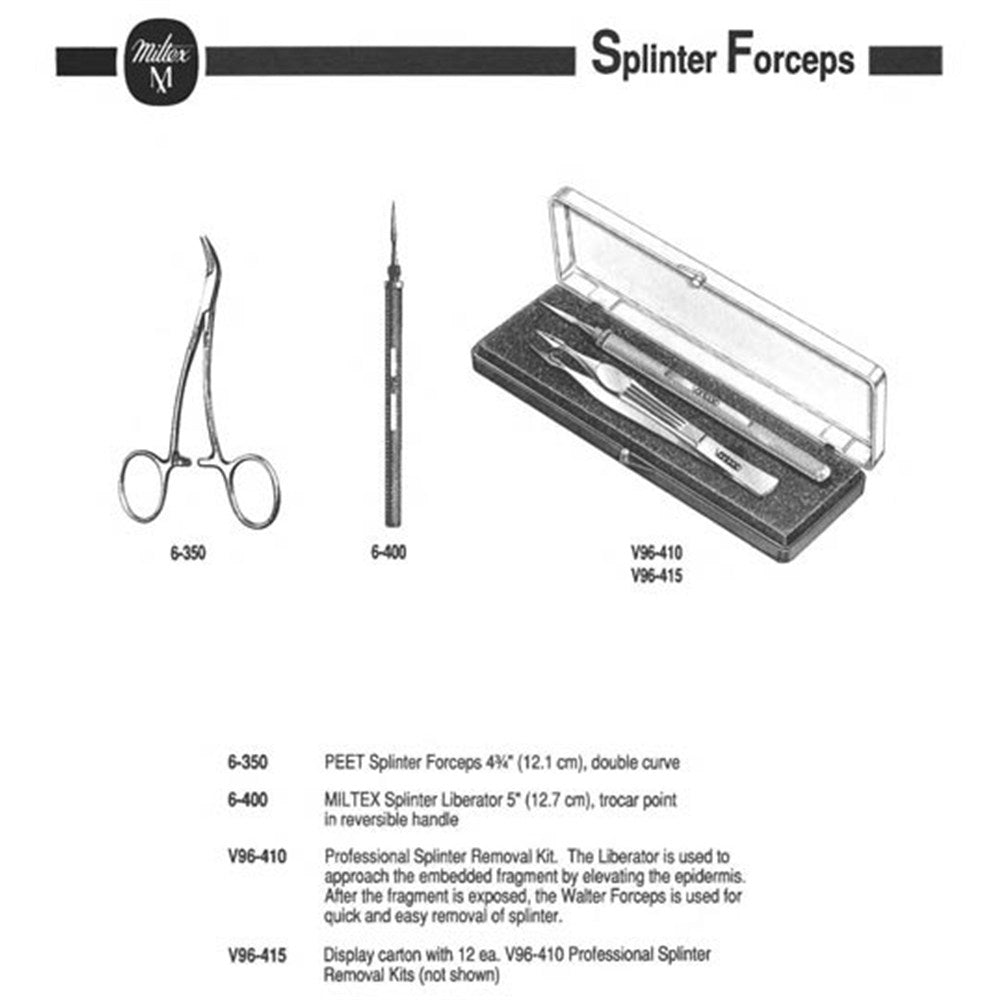 MILTEX PEET Splinter Forceps 4 3/4" (12.1cm) double curve. MPN: 6-350 - Image 2