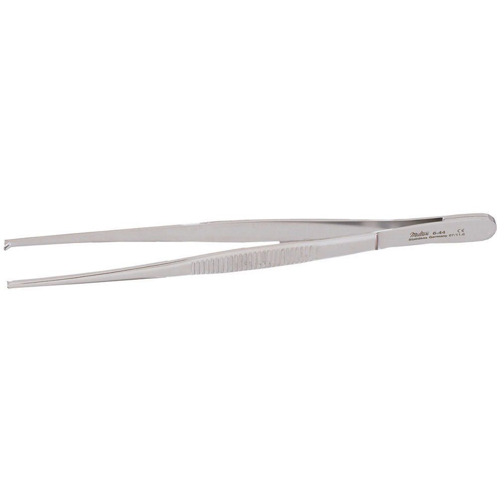 MILTEX Tissue Forceps , 5-5/8" (144mm), 1 X 2 teeth, serrated handles. MPN: 6-44