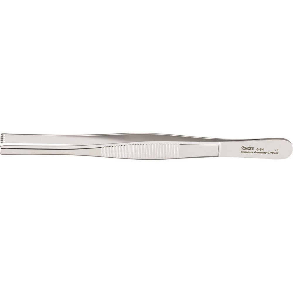 MILTEX Tissue Forceps 4 X 5 teeth, standard pattern serrated handles, 5-1/2". MPN: 6-84
