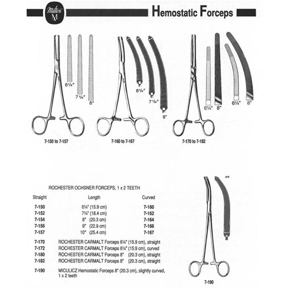 MILTEX ROCHESTER-OCHSNER Forceps, 8" (204mm), Curved, 1 x 2 Teeth. MPN: 7-164 - Image 2
