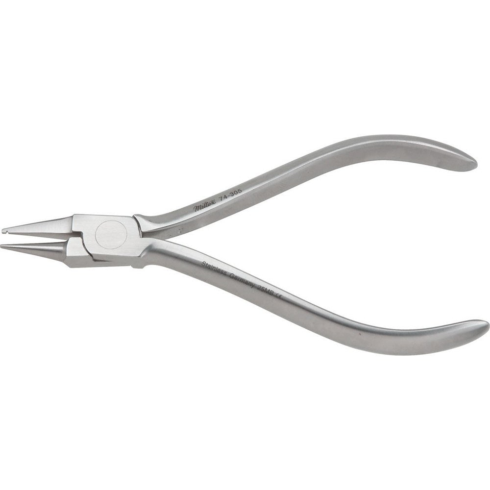 MILTEX Light Wire Bird Beak Pliers with Groove, Length= 5" (127 mm). MPN: 74-305