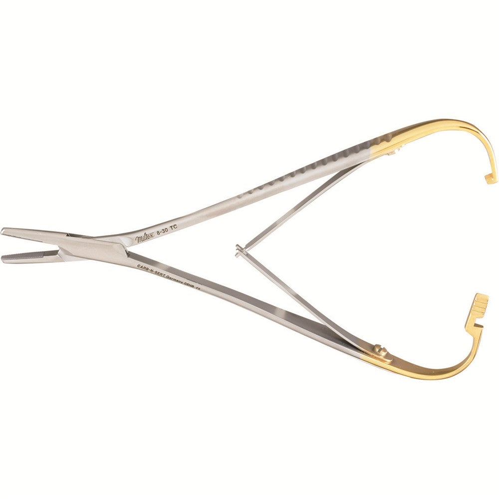 Miltex Mathieu Needle Holder, 6¼" (15.9 cm), Serrated Jaws, Tungsten Carbide, Spring Handles. MPN: 8-30TC
