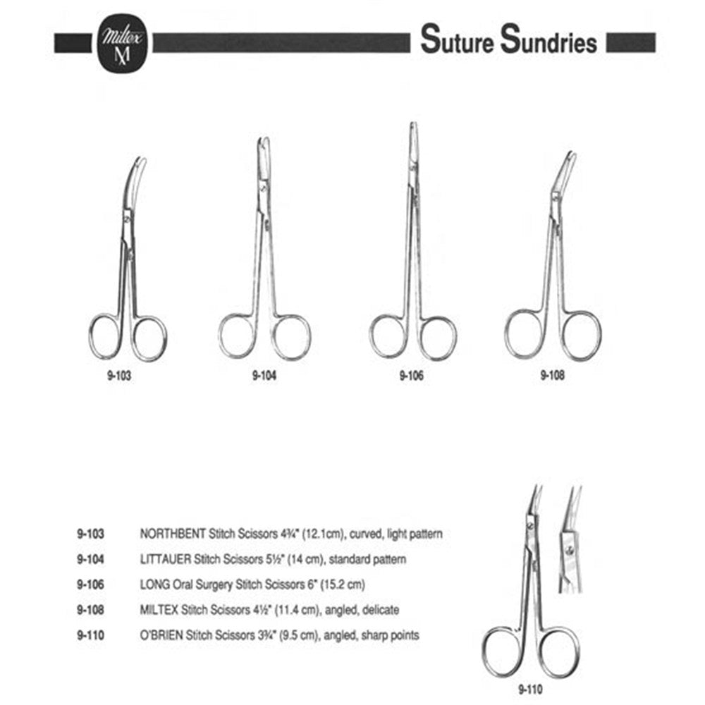 MILTEX Stitch Scissors, 4-1/2" (11.4 cm), angled, delicate. MPN: 9-108 - Image 3